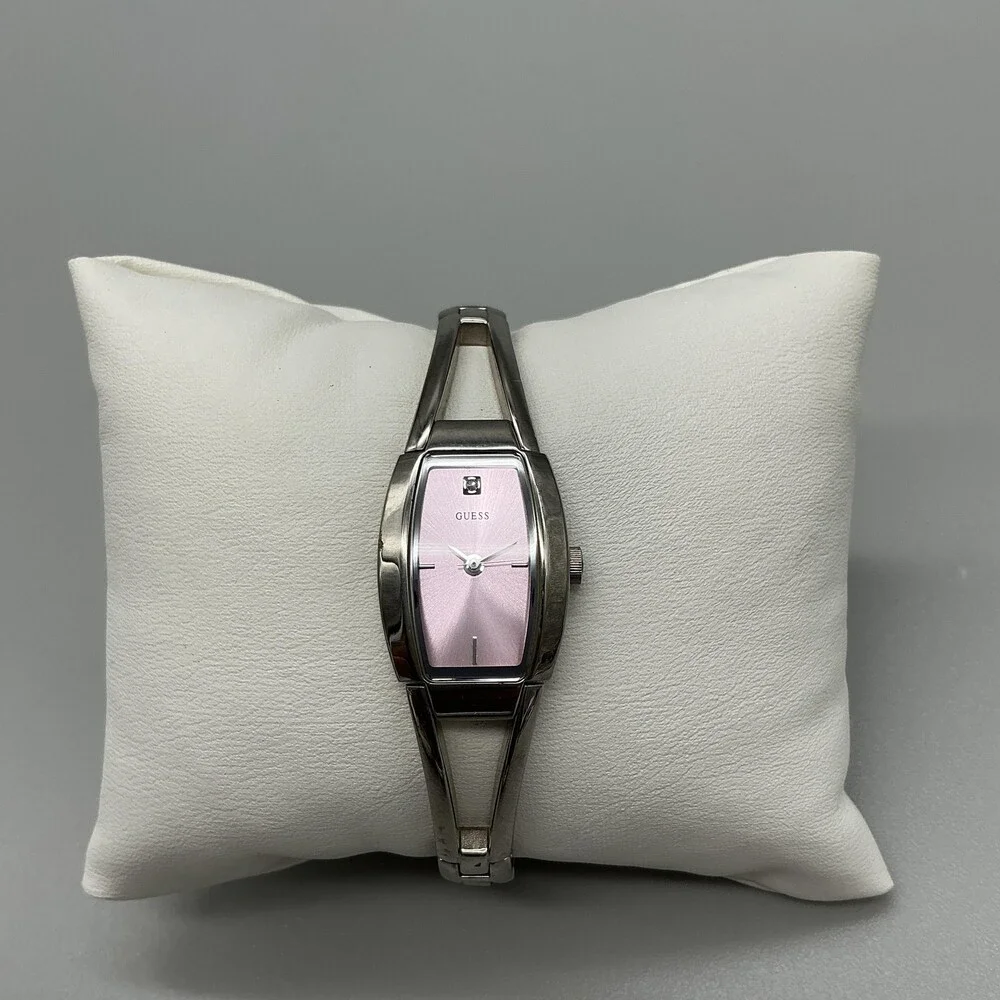 Guess Womens Watch 18mm Pink Dial Stainless Steel Bracelet New Battery 6.5